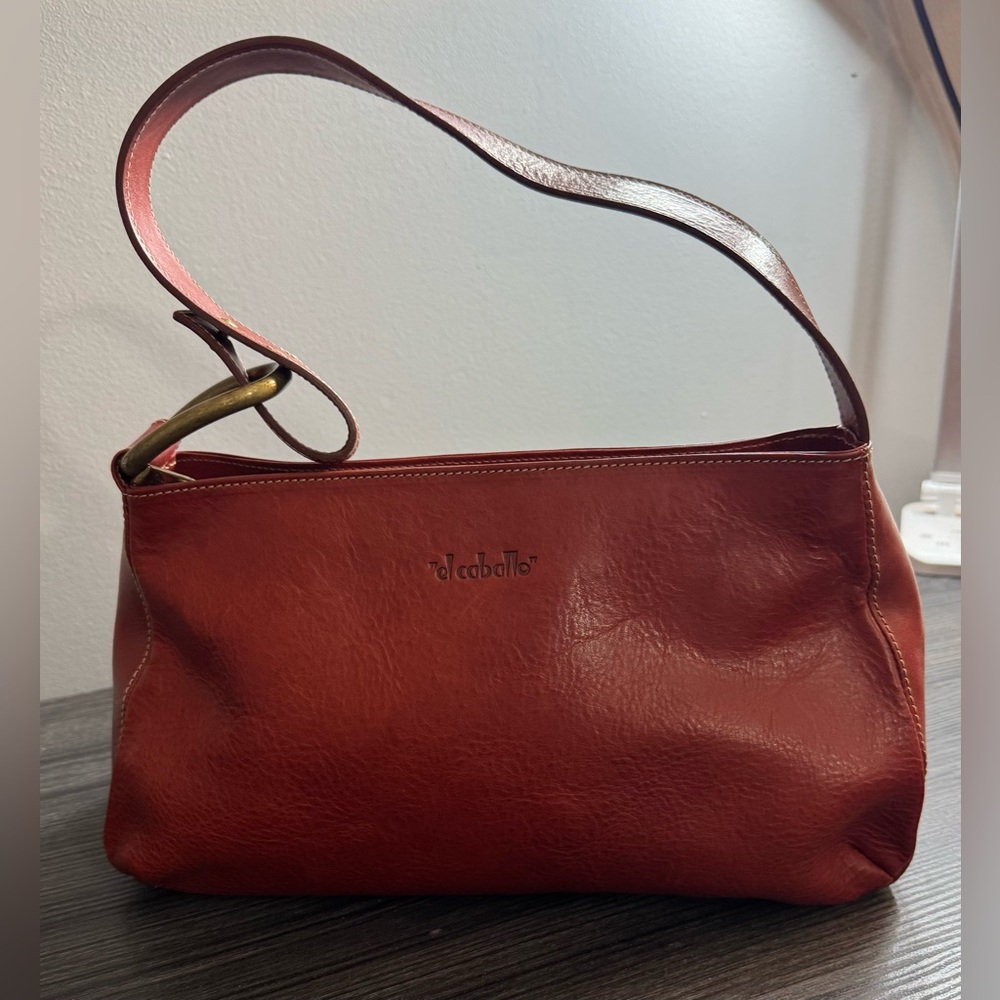 Vintage El Caballo Brown Leather Structured Baguette Bag